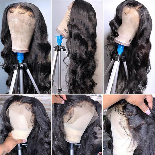 34 Inch 13x6 Body Wave Lace Front Wigs Human Hair Pre Plucked 13X6 HD Lace Frontal Wigs Human Hair 180% Density Glueless Wigs for Black Women Brazilian Virgin Body Wave Wig Natural Color