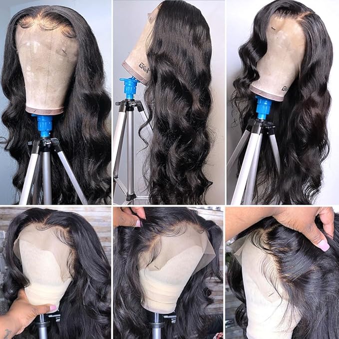 30 Inch Body Wave Lace Front Wigs Human Hair 13X6 HD Lace Frontal Wigs Human Hair 180% Density Glueless Wigs Human Hair Pre Plucked for Women Brazilian Virgin Body Wave Wig Natural Color