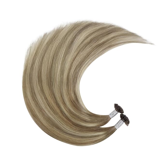 YoungSee Human Hair K Tip Hair Extensions Balayage Light Brown and Platinum Blonde Ktips Remy Hair Extensions 1G/S 50G 20In