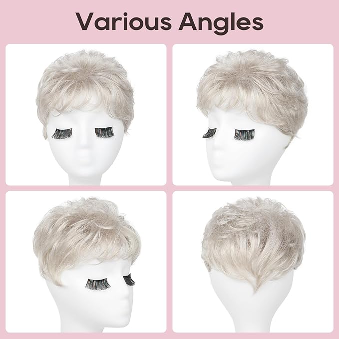 REECHO Hair Topper, Short Wiglet Hair Topper for Women Large Coverage Synthetic Top Crown Hairpiece for Women (Light Ash Blonde)