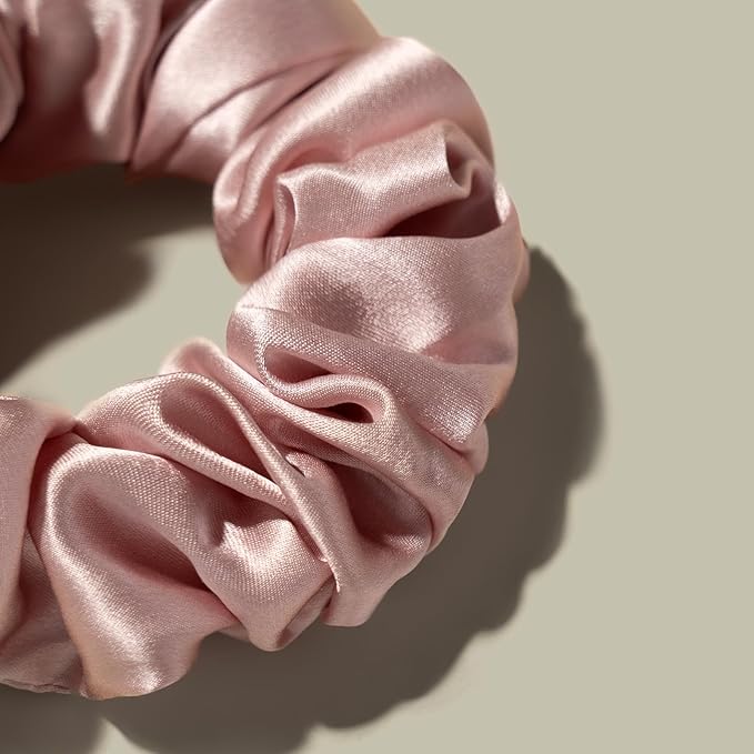 LILYSILK 5PC Silk Hair Scrunchies/Ties for Frizz & Breakage Prevention, 100% Mulberry, No Damage, Elastic ponytail Holders, Fixed Color, Black+Light Coffee+Rosy Pink+Ivory+Navy Blue