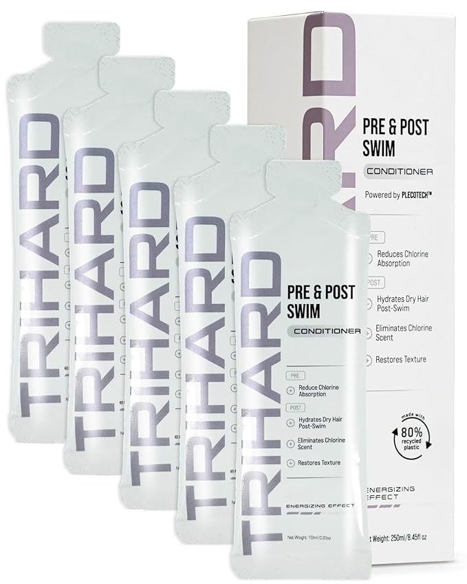 TRIHARD Pre & Post Swim Conditioner | Swimmers Conditioner | Pre Swim Hair Protection | Chlorine Removal Solution | Travel Size 8.45 fl oz
