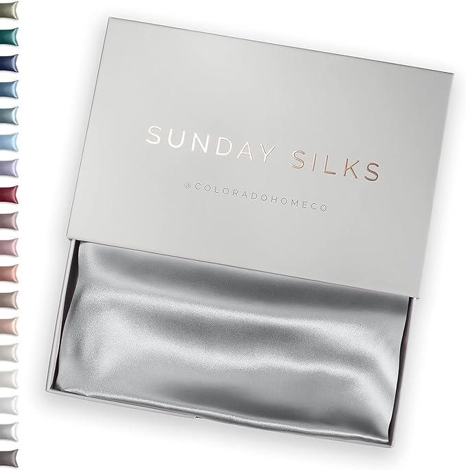 SUNDAYSILKS™ Premium Silk Pillow Cases | 100% Mulberry Silk Pillowcase with Zipper, All Sides Real 22 Momme Grade 6A Silk, Standard Queen, King Size [Silver Quartz]