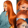 Ginger Wig Human Hair 13x4 Straight Ginger Orange Lace Front Wigs Human Hair HD Transparent Lace Frontal 350 Colored Wig Pre Plucked 180% Density 24inch