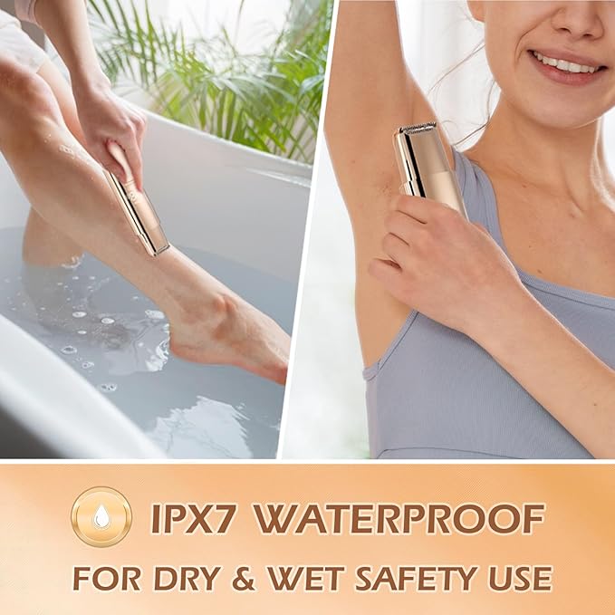 Bikini Trimmer for Women, 2 in 1 Dual-Head Electric Razors for Women Pubic Hair, Wet/Dry Use Body Hair Trimmer and Face Shaver with Display, Rechargeable Hair Removal for Bikini Legs Face Underarm Arm