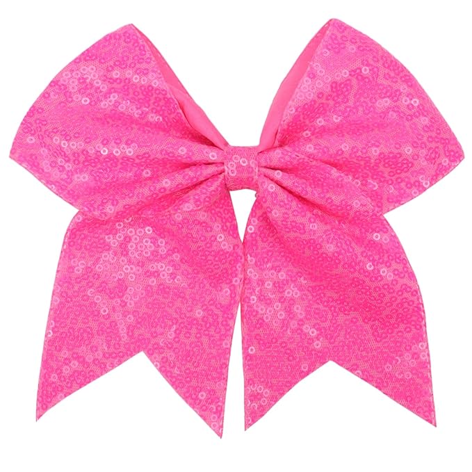 Large Big 7 Inch Glitter Bow Clip Sequin Bling Party Hair Accessories for Women Teens Girls Kids 1 Pcs (Hot Pink2)