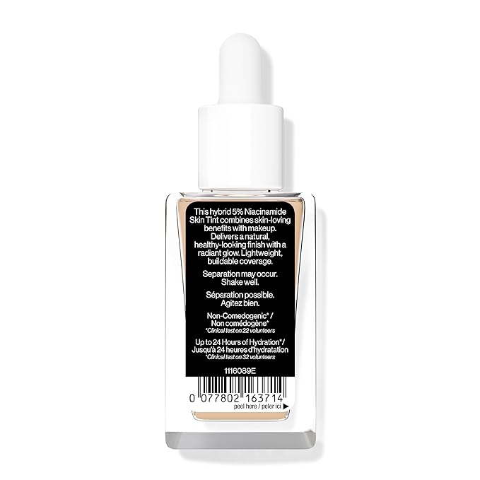 wet n wild Bare Focus Skin Tint, 5% Niacinamide Enriched, Buildable Sheer Lightweight Coverage, Natural Radiant Finish, Hyaluronic & Vitamin Hydration Boost, Cruelty-Free & Vegan - Fair Beige
