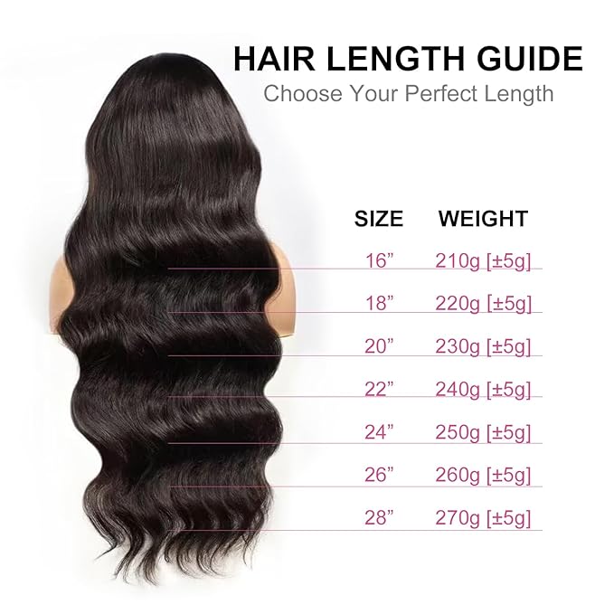 210% Density 13x6 Full Lace Frontal Wigs Human Hair 12A Body Wave Brazilian Virgin Human Hair Pre Plucked HD Transparent Lace Glueless Wigs Human Hair with Baby Hair 24 Inch