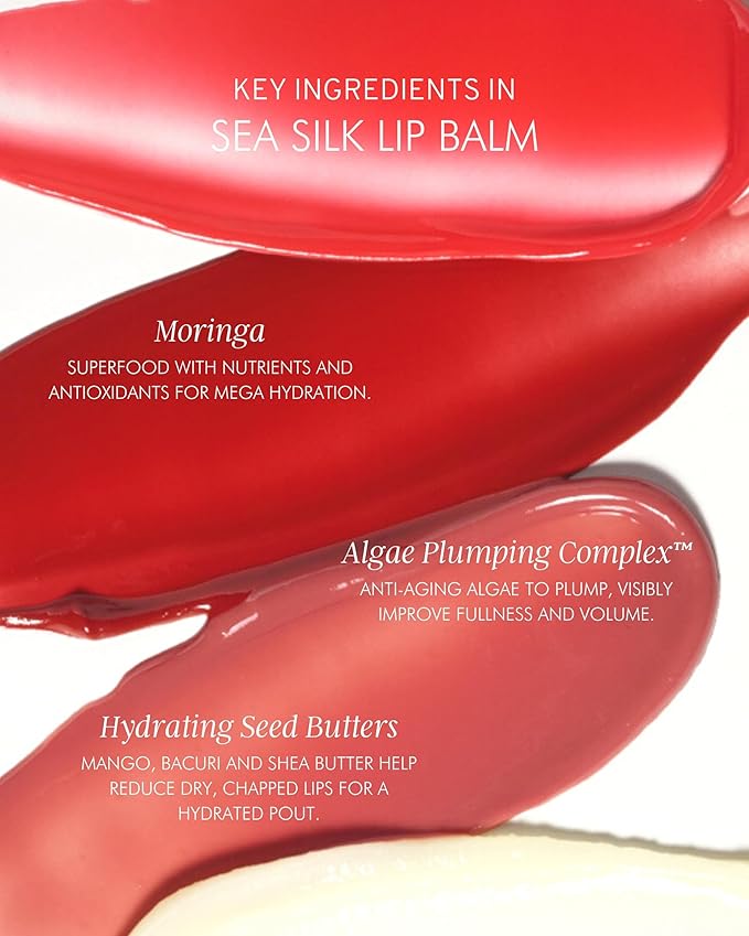 MARA - Natural Sea Silk Lip Balm With Algae + Moringa | Non-Toxic, Plant-Based Skin Care, Hypoallergenic | Moisturize, Plump + Soothe Dry, Chapped Lips (Coral, 0.5 oz | 15 ml)