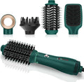 IG INGLAM Hair Dryer Brush, 4-in-1 Detachable Blow Dryer Brush, Ionic Diffuser Hair Dryer & Styler Volumizer with Oval Titanium Barrel, One-Step Hot Air Blowout Styler, Dark Green