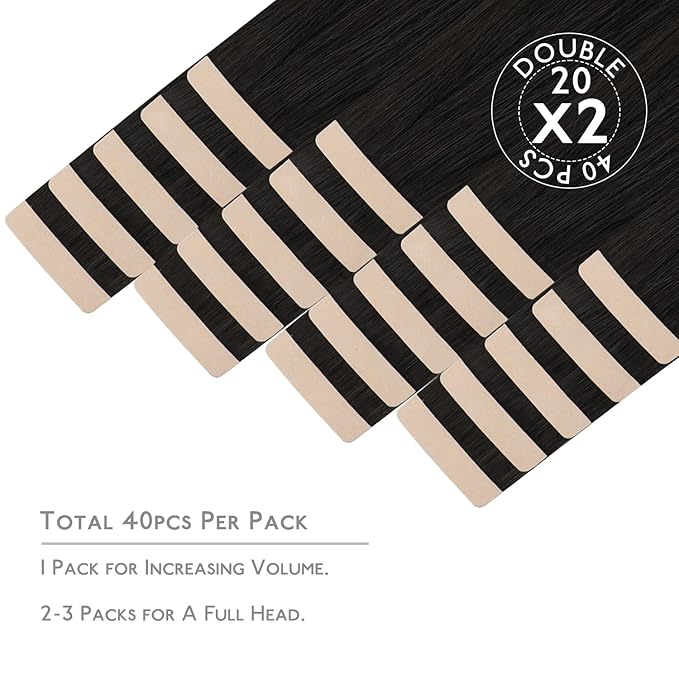 Wennalife Tape in Hair Extensions Human Hair,40pcs 120g 26 inch Natural Black Hair Extensions Real Human Hair Straight Tape in Extensions Invisible Human Hair Extensions Reusable Real Hair Extensions