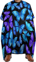 Extra Long Haircut Barber Cape Cover, Hairdressing Apron Blue Butterflies Hairdressing Gown Cover for Hair Cutting