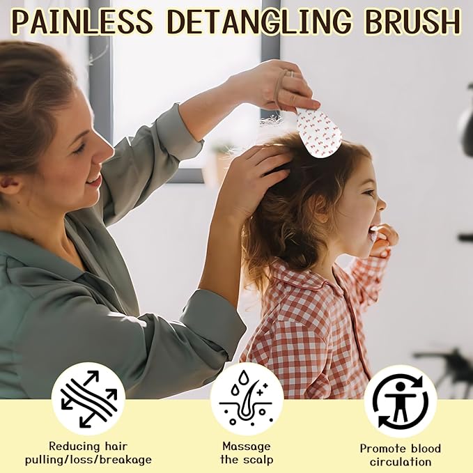Mini Hair Brush,Cute Detangling Travel Hair Brush,Soft Bristles for Effortless Tangle Removal,Detangler Hairbrush for Women Men Boys Girls Kids Wet Dry All Hair Types (Pink Small Bow, Mini)