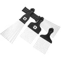 TIDTALEO 4Pcs Metal Hair Pick Comb Set with 12-Prong Stainless Steel Afro Pick Detangler for Thick Curly Hair Styling and Hairdressing Use