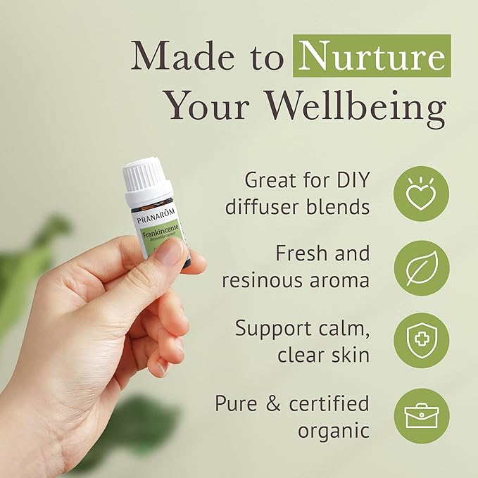 Pranarom USDA Certified Organic Frankincense Essential Oil (5ml), 100% Pure Undiluted Therapeutic Grade from Somalia for Aromatherapy, Diffuser, Skincare, Relaxation, Meditation