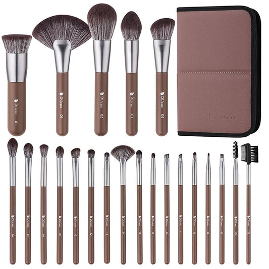 DUcare Professional Makeup Brush Set 22Pcs with Travel Case Synthetic Kabuki Foundation Brush, Face Powder Brush, Blush Brush, Concealer Brush, Eyeshadow Brushes