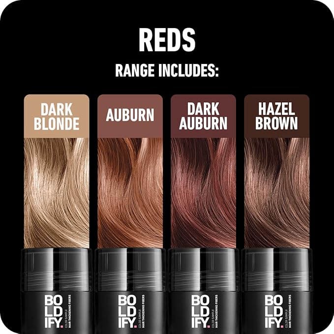 Boldify Hair Fibers Color Sample Kit - Fill In Thinning and Fine Hair for an Instantly Fuller, Thicker Look - 14 Shades for Women & Men - Reds