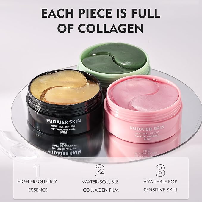 Eye Gel Patch（30 Pairs）Under Eye Patches Mask Essence Extract Under Eye Gel Pads to Reduce Puffy eyes, Dark Circles and Wrinkles (Gold)