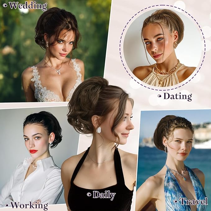 RUWISS Claw Clip Short Human Hair Ponytail Extension with Bendable Metals for DIY Styles, Straight Messy Bun Hair Piece for Women Thick Hairpieces for Daily Wear, 9 Inch Brown Black