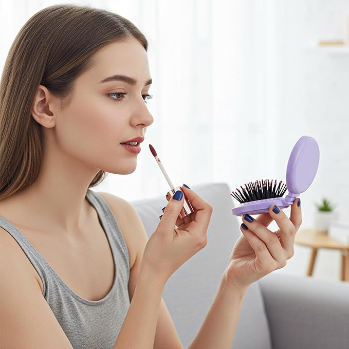 20PCS Mini Hair Brush Bulk,Compact Folding Travel Hair Brushes with Mirror,Mini Travel Brush for Women Girls in 5 Colors