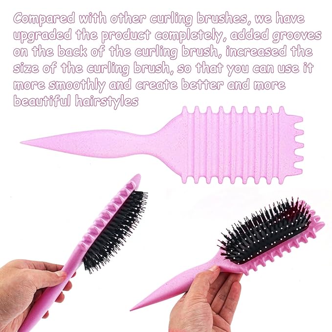 Curl Defining Brush, 1 PCS Curly Hair Brush, Brush for Curly Hair, for Combing and Shaping Men's and Women's Curls to Reduce Pulling (Pink)