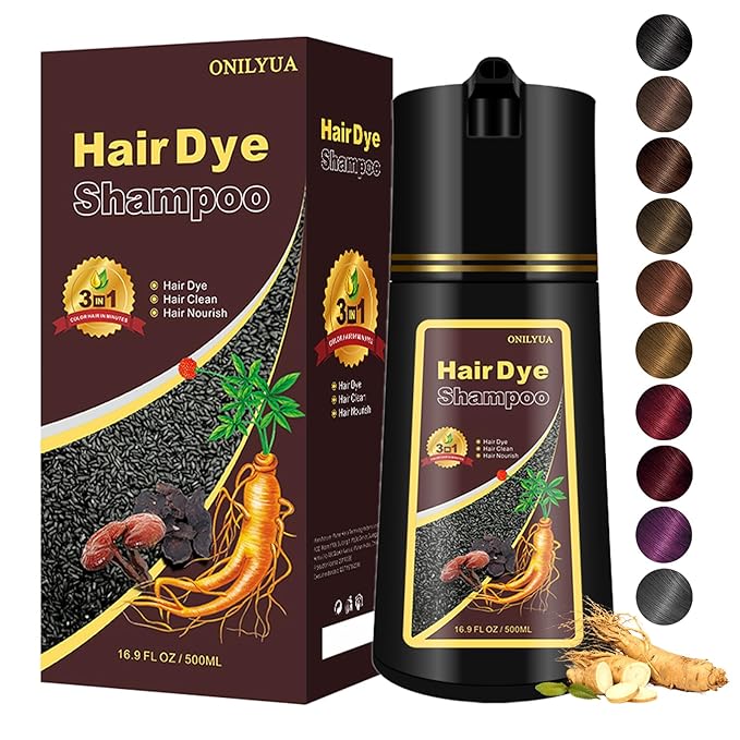 Wine Red Hair Dye for Men and Women, Hair Color Shampoo For Home Use, 16.9 Fl Oz Shampoo Para Canas (Wine Red)