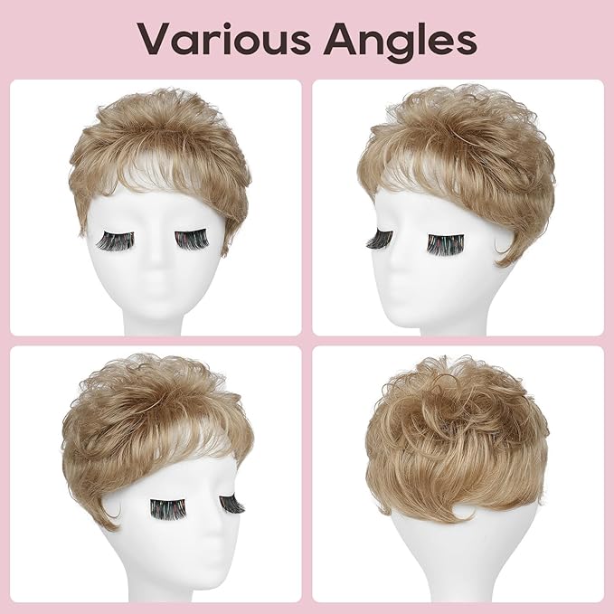 REECHO Hair Topper, Short Wiglet Hair Topper for Women with Thinning Large Coverage Synthetic Top Crown Hairpiece for Women - Dark Blonde