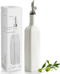 getstar 18 oz Olive Oil Dispenser Bottle for Kitchen, Ceramic Oil Bottle with Automatic Stainless Steel Pourer