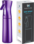 Hula Home Continuous Spray Bottle for Hair (10.1oz/300ml) Empty Ultra Fine Plastic Water Mist Sprayer – For Hairstyling, Cleaning, Salons, Plants, Essential Oil Scents & More - Purple
