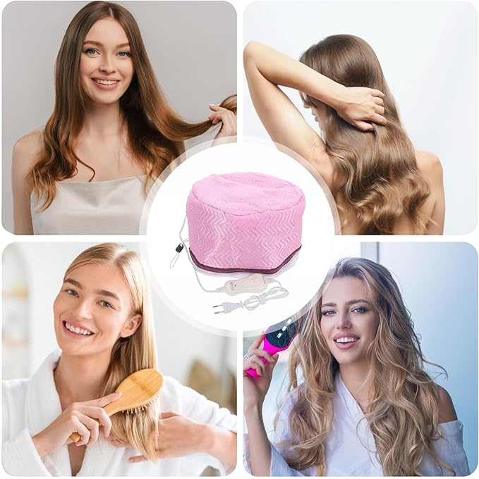 Heating Cap - 240g Heated Hair Cap | Adjustable Thermal Steamer Hood, Rapid Conditioning Boost | Salon Spa Device Unit, Deep Oil System | Portable Home Care Accessory Comfort Used