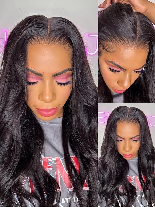 Julia Hair Yaki Straight Pre Cut HD Lace Closure Wigs Human Hair with Elastic Drawstring Glueless Wig Human Hair 7x5 Lace Front Bye Bye Knots Wig Pre Plucked Bleached Knots Natural Hairline 24 Inch