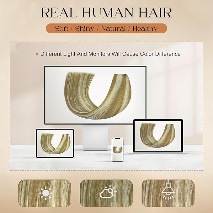 Clip in Hair Extensions Real Human Hair 24Inch 8pcs 120g Seamless Balayage Blonde Hair Extensions Clip Ins Double Weft Light Blonde Highlight Golden Blonde Invisible Straight Remy Human Hair for Women