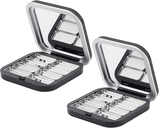 NICENEEDED 2 Pcs Empty Eyeshadow Palettes, 8 Grids Blush Pallet Makeup, DIY Eye Shadow Pigment Holder Case Refillable Cosmetic Sample Makeup Storage Box for Women