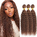 30 32 34 Inch Light Brown Bundles Color #30 Water Wave Bundles Light Brown Wet and Wavy Bundle Niegmeag #30 Brown Human Hair Bundle