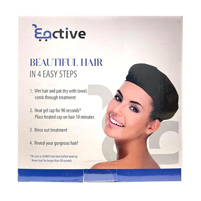 Cordless Deep Conditioning Heat Cap - Hair Styling and Treatment Steam Cap | Heat Therapy and Thermal Spa Hair Steamer Gel Cap - Black Universal