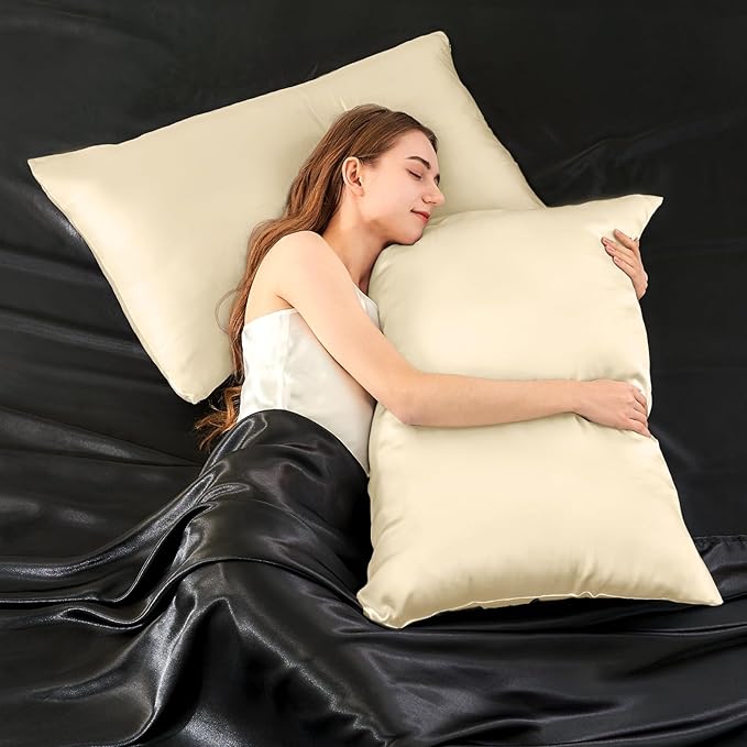 INFIIXSO Mulberry Silk Pillow Case King Size, Silk Pillowcase with Hidden Zipper 20"x36", Extraordinary Smooth and Soft Pillow Cases for Hair and Skin(Ivory, 1 Pack)