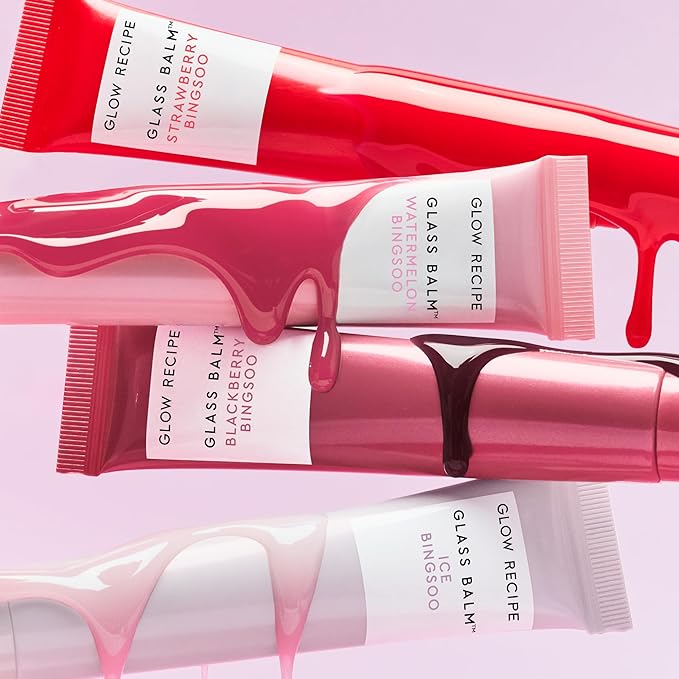 Glow Recipe Glass Balm Lip Treatment - 12Hr Hydrating Lip Balm & Moisturizer with Hyaluronic Acid to Smooth, Plump & Protect from Dryness, High Shine Finish - Clear Tint, Ice Bingsoo (15 ml)