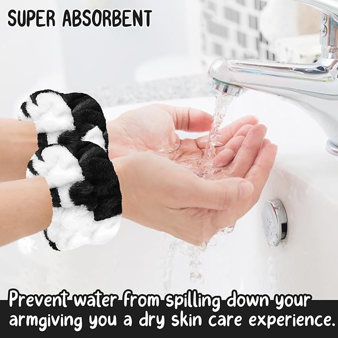 Face Wash Headband and Wristband Set, Microfiber Wristbands for Washing Face Absorbent Spa Wristbands, Great Elasticity, Soft and Breathable, Fitness Enthusiasts, Skin Care Lovers