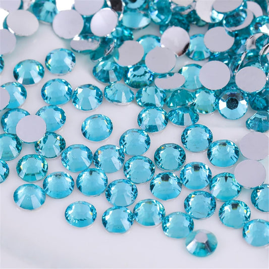 3000 Pieces SS6 2mm Flatback Rhinestones Clear Glass Round Gems Crystals for Nail Art DIY Crafts Clothes Shoes Bags （Crystal Blue）