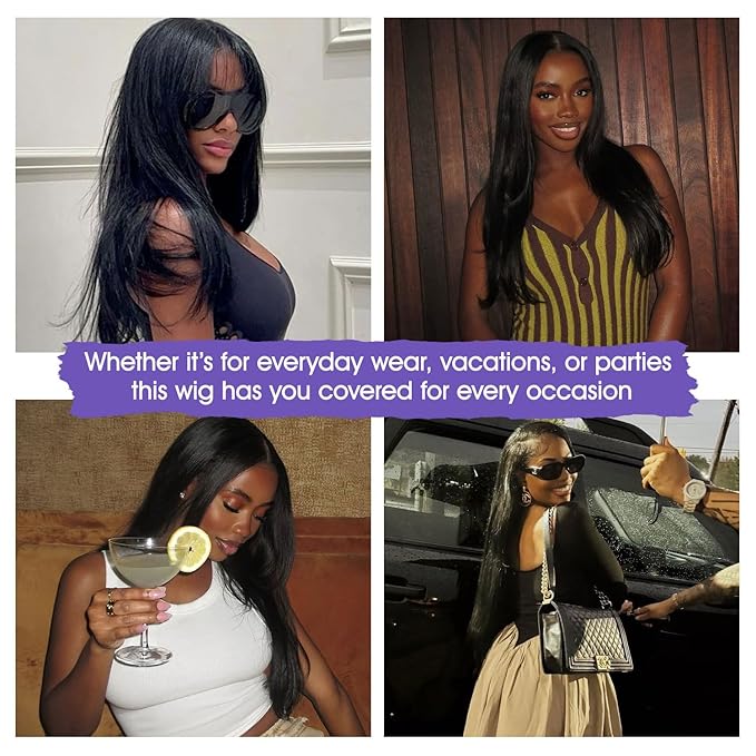 Lemoda Straight SKINLIKE Real HD 13x4 Full Lace Frontal Wigs 210% Density 15A Brazilian Straight Virgin Human Hair Lace Front Wig 24inch Invisible 0.1mm Ultra-thin Frayed Ends Tiny Knots