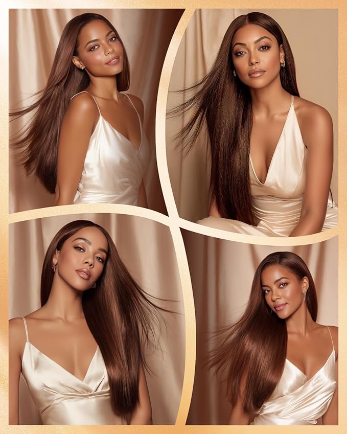 Arabella 13x6 Chocolate Brown Glueless Wigs Human Hair Pre Plucked Pre Cut 13x6 Ear to Ear Full HD Lace Front Wigs Human Hair 210% Density 4# Brown Straight Wig Drawstring Wig Human Hair 30 Inch