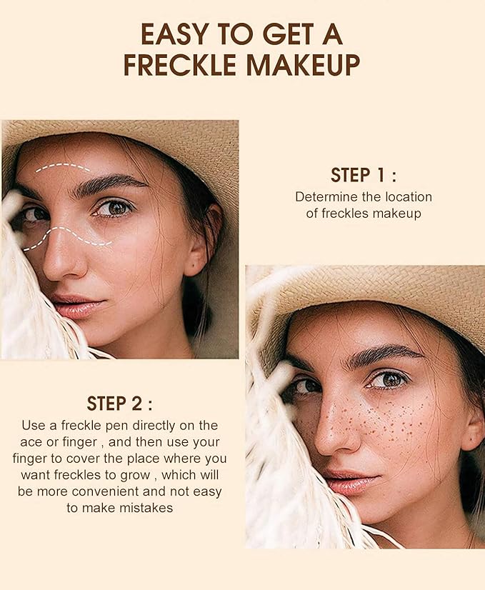 Freckle Pen, 4 Colors Kit - Natural Lifelike Faux Freckle Makeup Pen, Waterproof Long Lasting, Create Sunkissed Skin(4Pack)