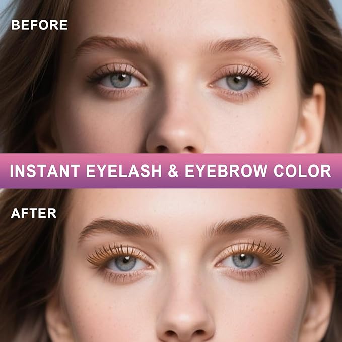 Eyelash & Eyebrow Color Kit, Professional Instant Lash & Brow Color Kit with Natural Results, Easy to Use, Eye Brow & Eye Lash Coloring Set DIY Hair Coloring for Salon Home Use 7ml (Brown/Light Brown)