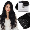 RUNATURE Clip in Hair Extensions Real Human Hair Natural Off Black Hair Extensions Clip Ins Real Human Hair Clip in Extensions Full Head Thick Remy Straight Hair 18 Inch 120g 7pcs