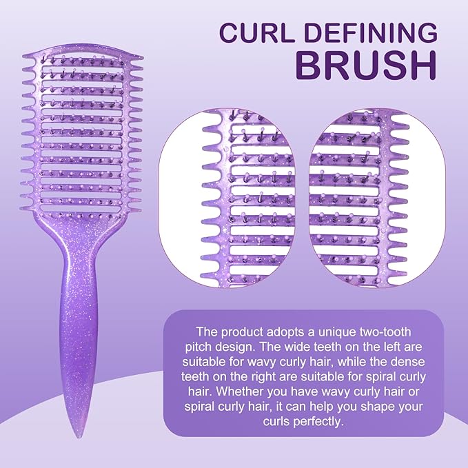 Curly Hair Brush & Curl Defining Brush – Easily Detangles Knots with Less Pulling – Styles Wet or Dry Hair, Tames Frizz for All Curl Types (Claret)