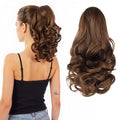 Ponytail Extension, Clip on Ponytails for Women, 12" Claw Clip in Short Curly Wavy Pony Hair Extension for Women - Light Golden Brown