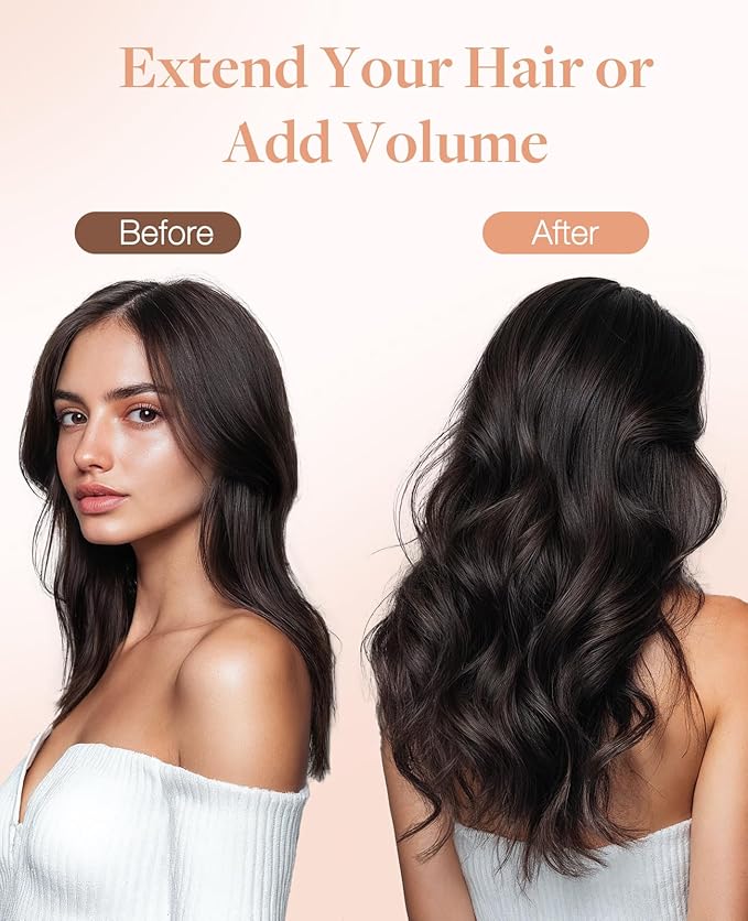 GOO GOO Invisi Edge Tape in Hair Extensions Human Hair, 2/6 Dark Brown Highlighted Chestnut Brown 10pcs injected with 10pcs classical tape ins, 20inch 50g, Virgin Remy Hair, Natural Look