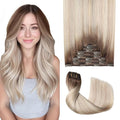 Pro2.0 Remy Real Human Hair Extensions Clip ins 120g Thick 7pcs #8/60/18 Ash Brown to Ash Blonde Mix Platinum Remy Clip in Hair Extensions Real Human Hair 16inch Double Weft（#8/60/18-16inch）
