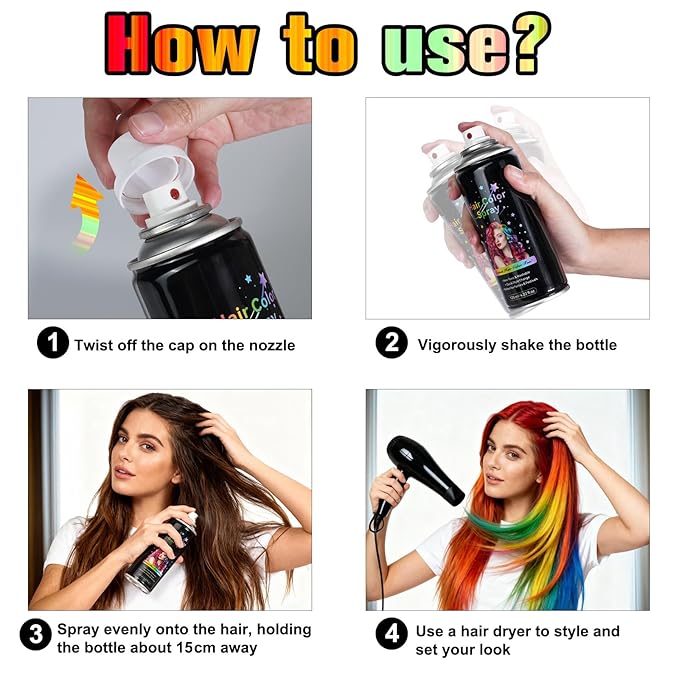 Temporary Hair Spray Color for Kids Women - One-Time Use Green Hair Spray, Vegan and Cruelty-Free Semi-Permanent Hair Color Dye (120ML, Purple)