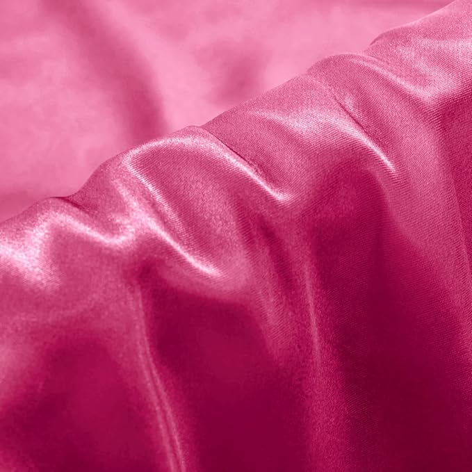Aormenzy Satin Pillow Cases for Women Standard Size Set of 2, Hot Pink Satin Pillowcase for Hair with Envelope Closure Silky Pillow Covers Wrinkle, Fade Resistant (20x26 Inches)